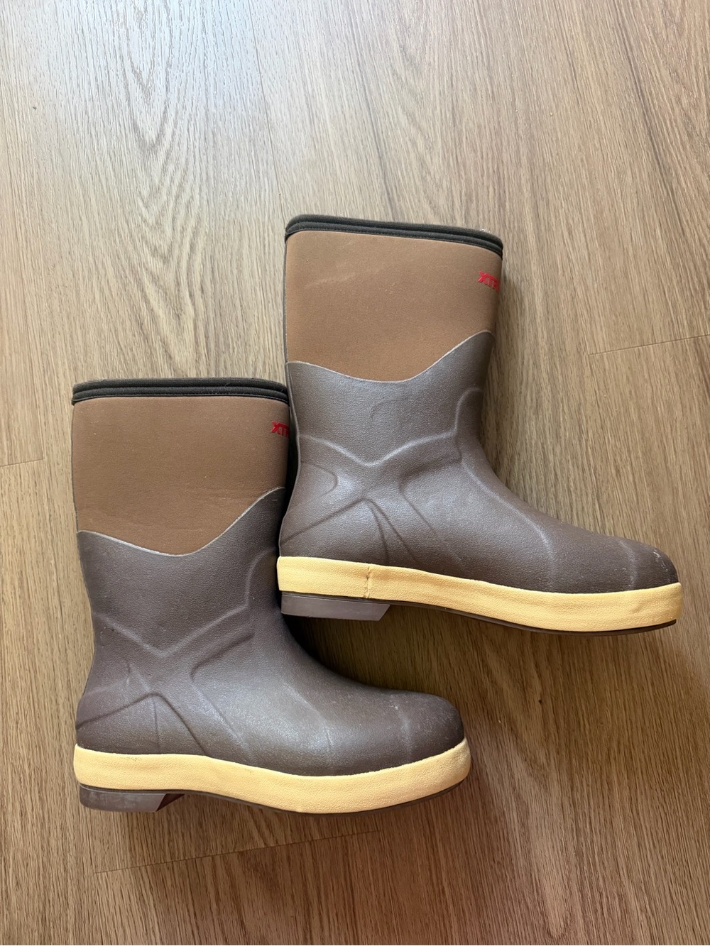 XTRATUF Men’s Waterproof Mid-Calf Rubber Rain Boots Brown/Tan US 8 UK 7